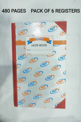 R K SALES R K Register 480 Pages, Pack of 6 Registers 1-Part Long Notebooks