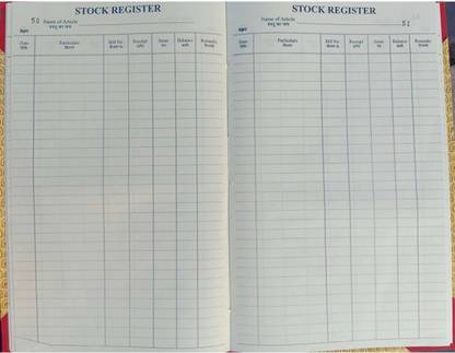 R K SALES R K Stock Register, 240 Pages, PACK OF 1 1-Part Stock register