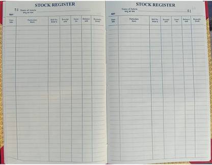 R K SALES Stock Register Stock Register, 220 Pages, PACK OF 1 1-Part Hard Bound