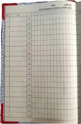R K SALES Attendance Register R K Monthly Attendance Register, 140 Pages, PACK OF 1 2-Part Hard Bound
