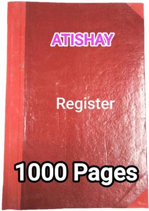atishay Ruled Register, Red PVC Binding-34 x 22 cm-80 GSM Paper-1000 Pages Ruled Register, Red PVC Binding-34 x 22 cm-80 GSM Paper-1000 Pages 1-Part Register