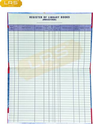 LRS Library Book Receive Register for Schools/Colleges/Libraries - 38 Pages Single 38 Entries Per Page - 75 GSM Ledger paper 1-Part Library Record Register