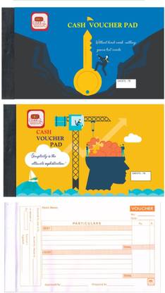 First Click CASH VOUCHER BOOK Cash Voucher Book Set of 2 Booklets 2-Part 70 Sheet in 1 Booklet Consist of 1 Main & 1 Counter foil Size-13.2 x 22 x 0.6 cm