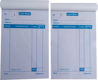 RTC Cash Memo Pack of 2 with Carbon Copy 2-Part Cash Memo