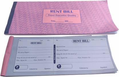 Accounts Rent Bill Book Rent Bill Book 100 Sheets (Pack of 2) 2-Part Bill Book