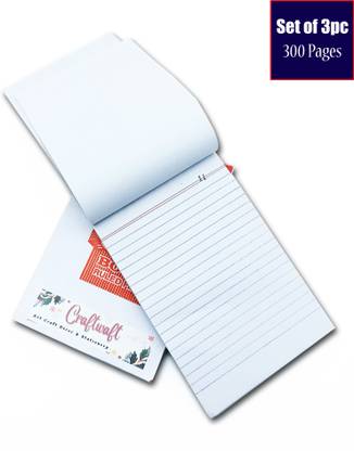 CRAFTWAFT Pack of 3 (20x12 CM) Express Duplicate Book,Cash,Credit,Bill,Estimate Memo 100 Sheets 2-Part serial number,Perforated(100 Printed+Plain Sheet)Ruled for Shop,Office,Institute