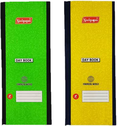 NEELGAGAN No.2 Printed Day Book Ordinary Binding Register Size (13.0cm X 34.0cm) 128 Pages 1-Part Daily Entry Bases Pack of 2