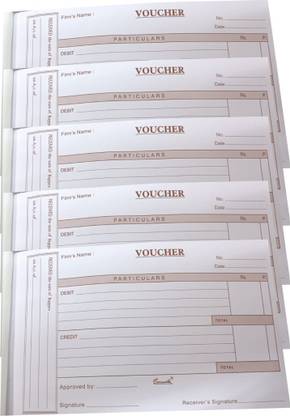 RetailPick Part Debit Credit Voucher Pad (1 Sets) Debit/Credit Perforated Voucher Book 80 SHEET PACK OF 5 1-Part Voucher Book