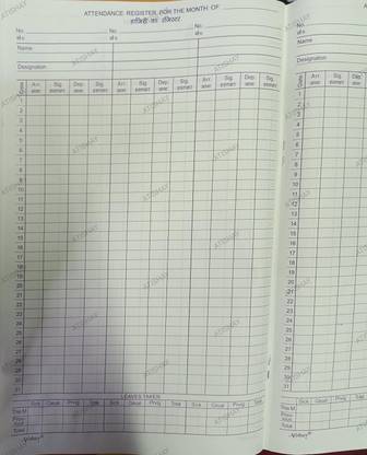 atishay Attendance Register in Out Time with Sign - Hard Bound REGISTER BILLBOOK 1-Part Hard Bound