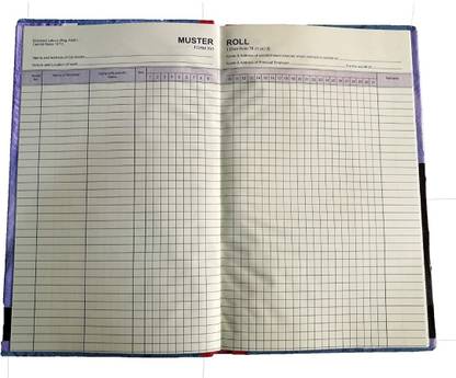 R K SALES Muster Roll Register, Under Rule 78, Pack of 1 2-Part Record keeping