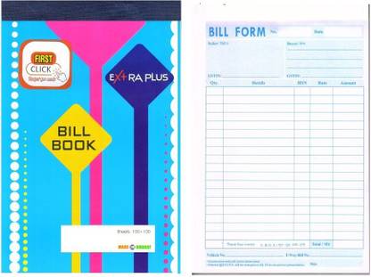 First Click Delta 1 Bill Book Pre Printed GST Bill Invoice Format 100+100 Duplicate Copy 14X22 CM 1-Part Invoice Book