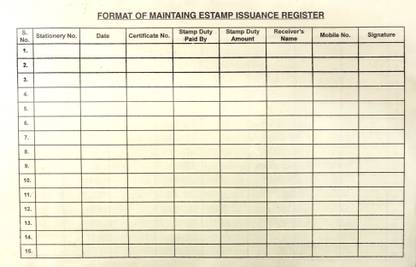 onlinedukan E-Stamp Register for Stamp Vendor CSP Register | E-Stamp Register for CSC Stamp Seller VLE 1-Part Register