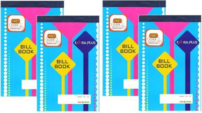 First Click Bill Book Pre Print GST Bill Invoice 4 PC Format 100+100 Duplicate Copy 14X22 CM 1-Part Invoice Book