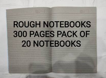 R K SALES Rough Notebooks R K Ruled Rough Notebooks 300 Pages, Pack of 20 Notebooks 1-Part Practice Notebooks