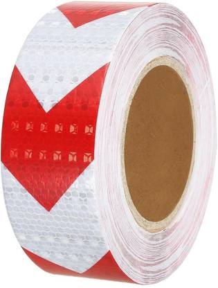 Crewbolt Radium Retro Reflector Tape 2 Inch 5 Meter Arrow High Visibility Caution Tape 50 mm x 5 m White Red Reflective Tape