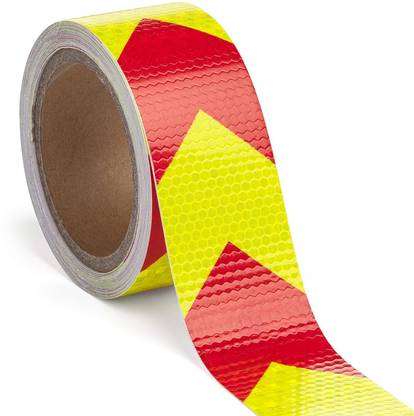 Crewbolt Reflective Tape High Visibility Caution Adhesive 2 Inch x 6 mtr Yellow & Red 50 mm x 6 m YELLOW, RED ARROW Reflective Tape