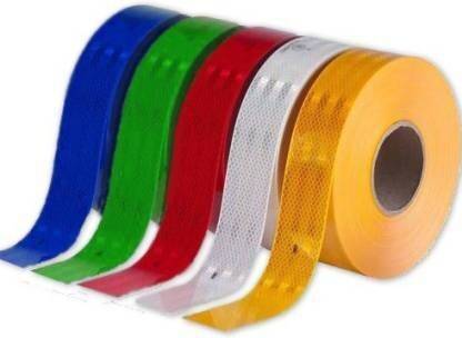worvo High Intensity Reflective Multi Colour Tape Red,Yellow,Green, white and blue Reflective Tape (Pack of 5) 50.8 mm x 0.5 m Multicolor Reflective Tape (Pack of 5) 50.8 mm x 0.5 m Multicolor Reflective Tape
