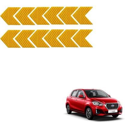 SEMAPHORE High-Intensity Reflective Safety Warning Arrow Decals(Yellow) For Datsun Go 50 mm x 0.04 m Yellow Reflective Tape