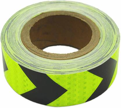 Boriva High Intensity Arrow Safety Warning Reflective Tape 50 mm x 4.35 m RADIUM & BLACK Reflective Tape