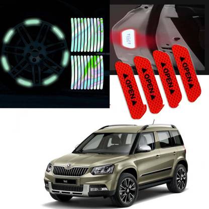 Auto Lovers ™ Car Door & Tyre Warning Sticker for Tata Altroz (Red) (Multi) Combo 2.5 mm x 12 m Black Reflective Tape