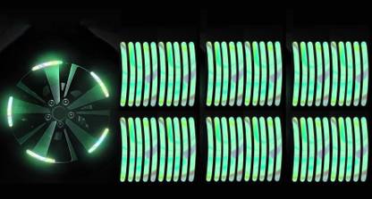 Favoto 60PCS Luminous Car Wheel Decorative Stripe Stickers 12.7 mm x 0.09 m Florescent Reflective Tape
