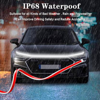 FLOSTRAIN Car Hood Light Strip Through-type Auto Modified Headlight Decorative Lamp 200 mm x 2 m white Reflective Tape