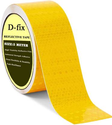 D-fix 2-Inch-High Intensity Waterproof Warning Reflective Radium Tape 48 mm x 5 m Yellow Reflective Tape