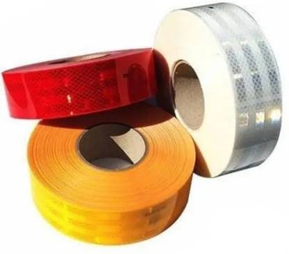 shaseles Reflective Radium Warning Tape Red, Yellow & White 2 Inch x 50 Meter (pack of 3) 50.8 mm x 50 m RED, WHITE, YELLOW Reflective Tape