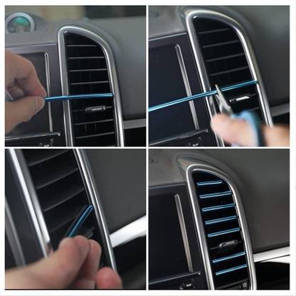 FLOSTRAIN Vent Outlet Trim Strip | Car Decorative Filler Insert Strip | 5 mm x 5 m blue Reflective Tape