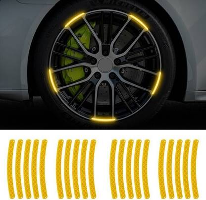 Obvie Night Reflective Car Wheel Safety Warning Car Motorcycle Bike Wheel Stickers 15 mm x 0.13 m YELLOW Reflective Tape