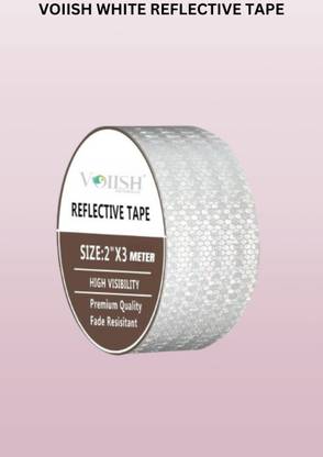 VOIISH High Intensity Water Proof Warning Reflective Radium Conspicuity Tape Sticker 48 mm x 3 m White Reflective Tape