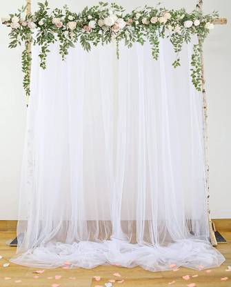 BOLTOVE Decoration White Backdrop Net Transparent for Birthday ,Ceremony Set of 2 Reflector