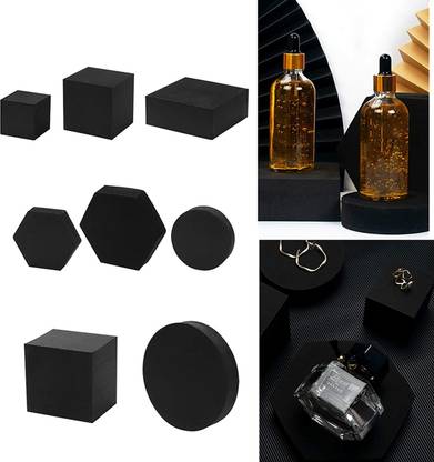 Royalkart Photography Props, Geometric Cube Photo for Perfume 5Pcs (Black) Reflector