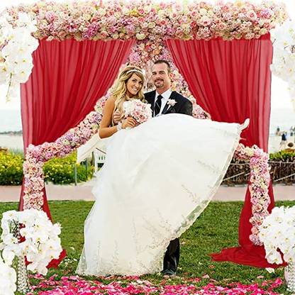 Windrop Solutions Red Decoration Backdrop Curtain Background Wedding Parties 4x10Ft. |Set of 2 Reflector
