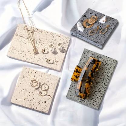 Royalkart Natural Marble Effect Jewellery Display Base Photography Props(Pack of 4) Reflector