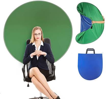 HASTHIP Blue Green Screen on Chair Double Side Backdrop for Zoom Virtual Background Reflector