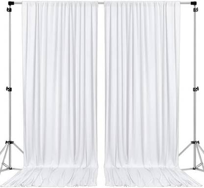 Cam cart White Decoration Backdrop Curtain Background Wedding Parties 4x10Ft (Set of 2) Reflector