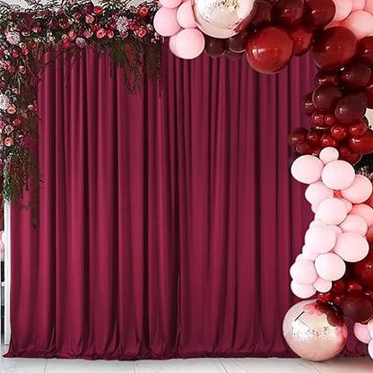 Windrop Solutions Maroon Decoration Backdrop Curtain Background Wedding Parties 4x10Ft.| Set of 2 Reflector