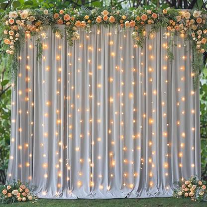 Vistook 20x10FT Wrinkle Free Decoration Backdrop Light Grey Curtain 5x10 (4 Panels) Reflector