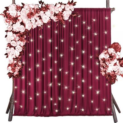 Windrop Solutions Maroon Decoration Backdrop Curtain Background Wedding Parties 4x10Ft.| Set of 2 Reflector