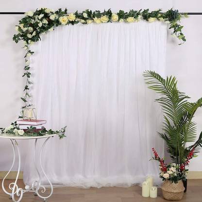 BOLTOVE Decoration White Background Curtain Net Transparent for Ceremony ( pack of 6) Reflector