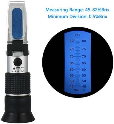 Real Instruments 45-82% Brix Held Hand Refractometer For Optical Sugar Syrup Jelly Jam Low Volume Manual Handheld Refractometer