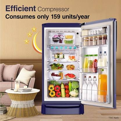 Godrej 183 L Direct Cool Single Door 3 Star Refrigerator with Jumbo Vegetable Tray and Toughened Glass Shelves