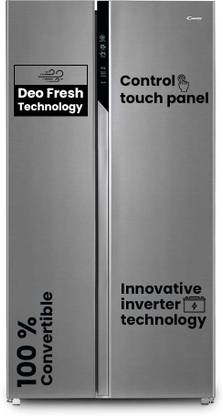 CANDY 602 L Frost Free Side by Side Refrigerator  with 100 % Convertible refrigerator with Deo Fresh Technology , Innovative Inverter Compressor Technology