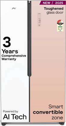 Godrej 600 L Frost Free Side by Side 3 Star Refrigerator  with Smart Convertible Zones with Digital Touch Panel