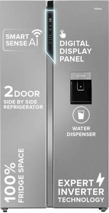 Haier 596 L Frost Free Side by Side Convertible Refrigerator  with Water Dispenser100% Convertible Fridge SpaceWi-FiDigital Control Panel360 Degree CoolingMagic Convertible ZoneExpert Inverter 2-Door
