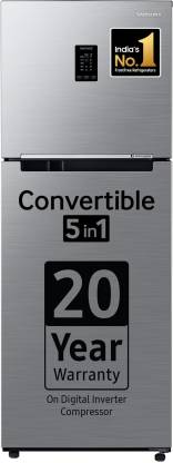 [Use  Axis Bank EMI ] SAMSUNG 301 L Frost Free Double Door 3 Star Convertible Refrigerator with Convertible 5-in-1 Digital Inverter with Display  (Refined Inox, RT34C4523S9/HL)