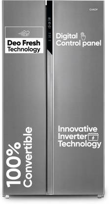 CANDY 602 L Frost Free Side by Side Refrigerator  with 100 % Convertible refrigerator with Deo Fresh Technology , Innovative Inverter Compressor Technology