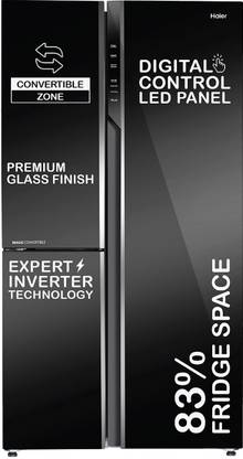 Haier 598 L Frost Free Side by Side Convertible Refrigerator  with 83% Convertible Fridge SpaceDigital Control Panel360 Degree CoolingMagic Convertible ZoneExpert Inverter 3-Door