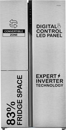 Haier 598 L Frost Free Side by Side Convertible Refrigerator  with 83% Convertible Fridge SpaceDigital Control Panel360 Degree CoolingMagic Convertible ZoneExpert Inverter 3-Door